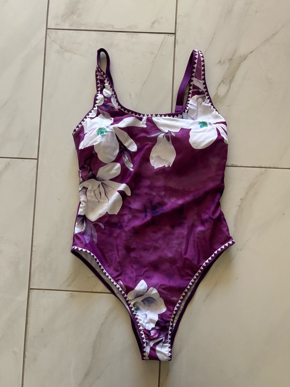 Purple Floral One-Piece Swimsuit
